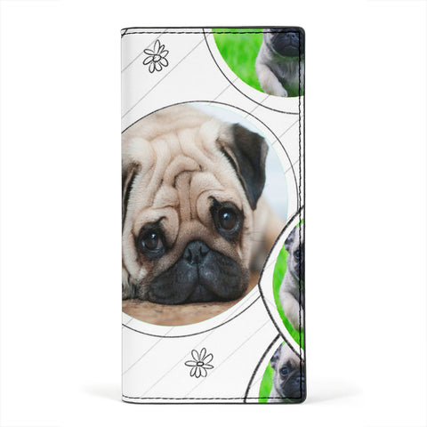 Cute Pug Dog Print Women's Leather Wallet