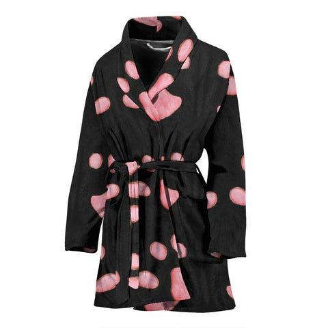 Pink Paws Print Women's Bath Robe