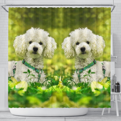 Cute Poodle Dog Print Shower Curtains