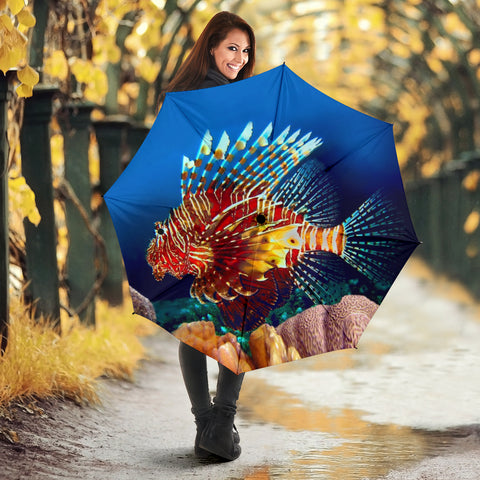 Amazing Red Lionfish Print Umbrellas