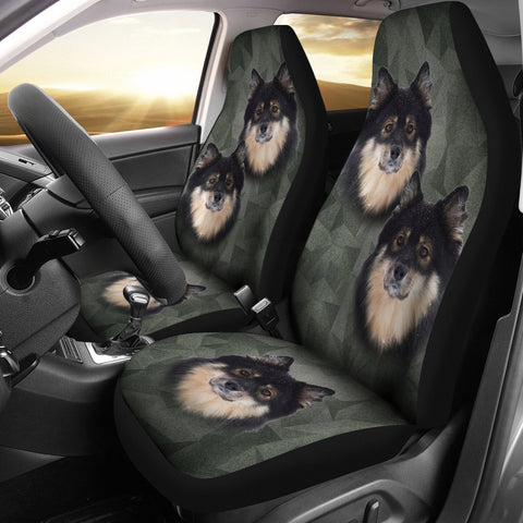 Finnish Lapphund On Black Print Car Seat Covers