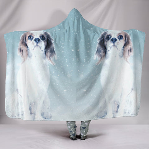 Caveliar King Charles Spaniel Snow Art Print Hooded Blanket