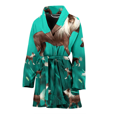 Chinese Creasted Dog Print Women's Bath Robe