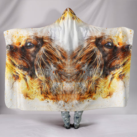 Caveliar King Charles Spaniel Dog Art Print Hooded Blanket