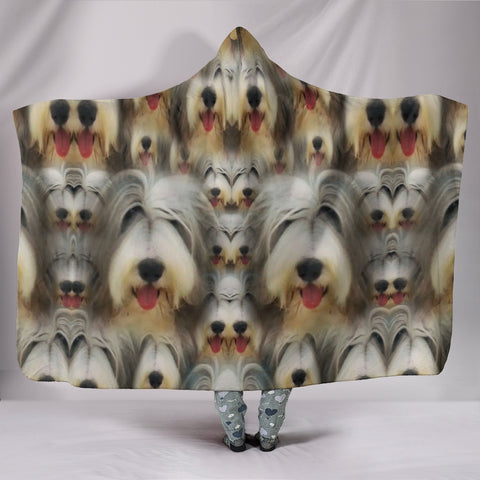 Bearded Collie Dog Lots Print Hooded Blanket