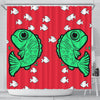 Fish Print On Red Shower Curtain