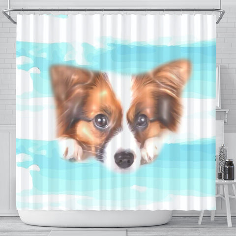 Papillon Dog Print Shower Curtain