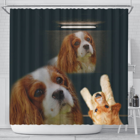 Cute Cavalier King Charles Spaniel Print Shower Curtain