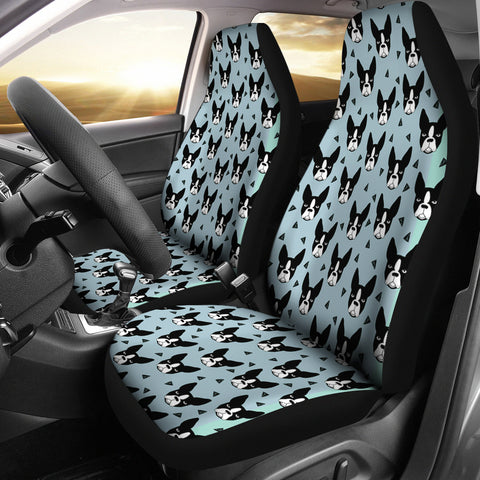 Boston Terrier Dog Pattern Print Car Seat Covers