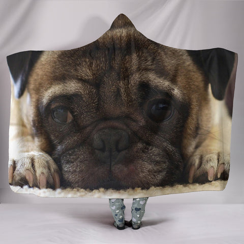 Lovely Pug Dog Print Hooded Blanket