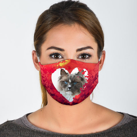 Ragdoll Cat On Heart Print Face Mask