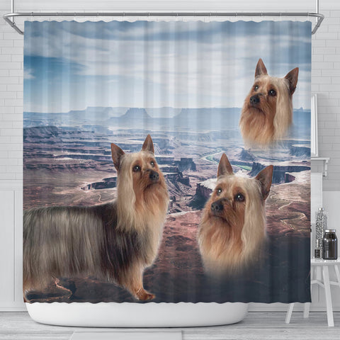 Cute Australian Silky Terrier Print Shower Curtains