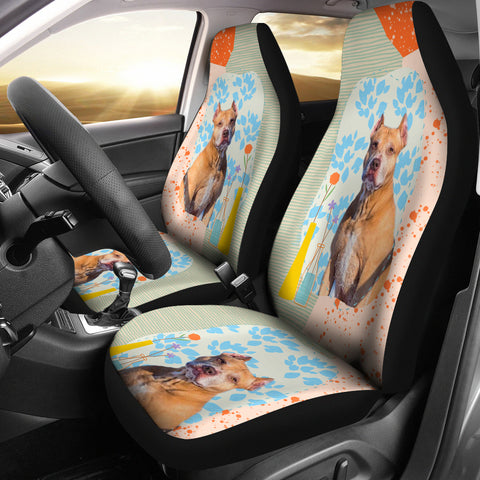 Cute American Pit Bull Terrier Print Car Seat Covers