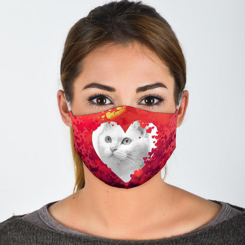 Van Cat On Heart Print Face Mask