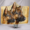 German Shepherd On Yellow Print Hooded Blanket