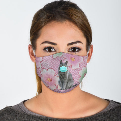 Nebelung Cat Floral Print Face Mask