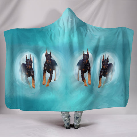 Amazing Doberman Pinscher Dog Print Hooded Blanket