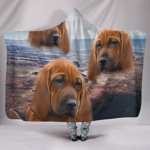 Cute Redbone Coonhound Print Hooded Blanket