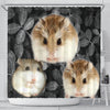 Roborovski Hamster On Black Print Shower Curtains