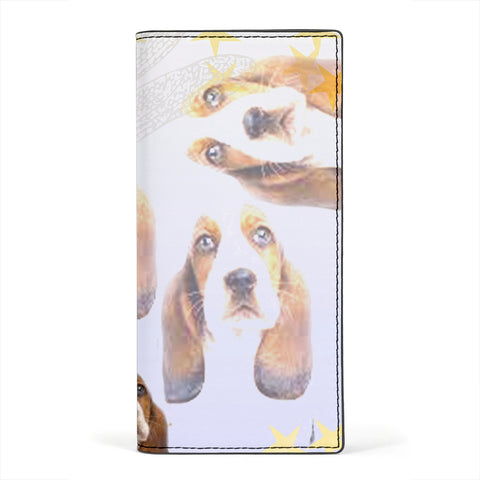 Cute Basset Hound Dog Print Women's Leather Wallet