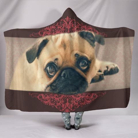 Pug dog Print Hooded Blanket