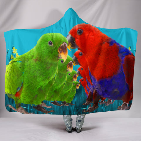 Eclectus Parrot Print Hooded Blanket