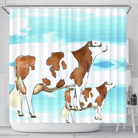 Montbeliarde Cattle (Cow) Print Shower Curtain