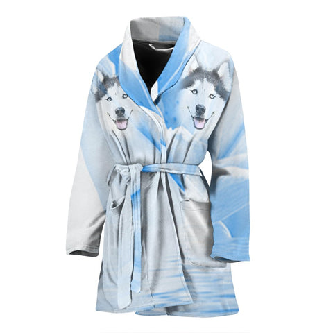 Amazing Siberian Husky Print Women's Bath Robe