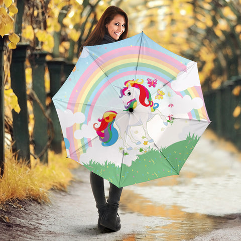 Unicorn With Rainbow Print Umbrellas