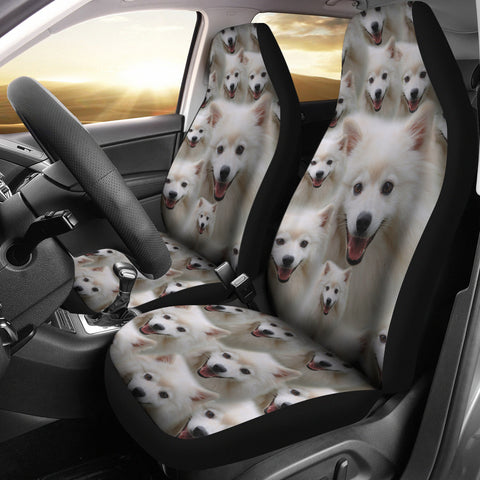 American Eskimo Dog In Lots Print Car Seat Covers