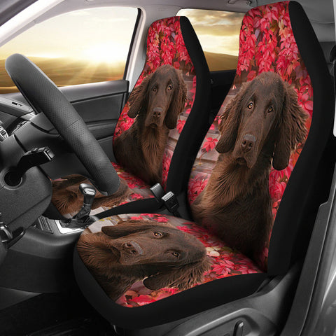 Cute Flat Coated Retriever Print Car Seat Covers