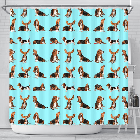 Basset Hound Dog Pattern Print Shower Curtains