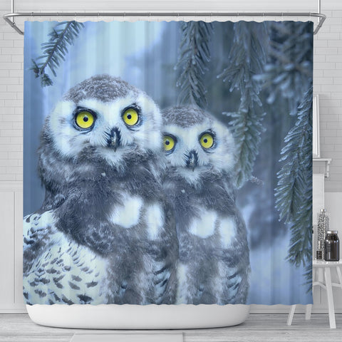 Amazing Snow Owl Bird Print Shower Curtains