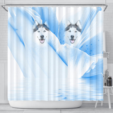 Siberian Husky Print Shower Curtain
