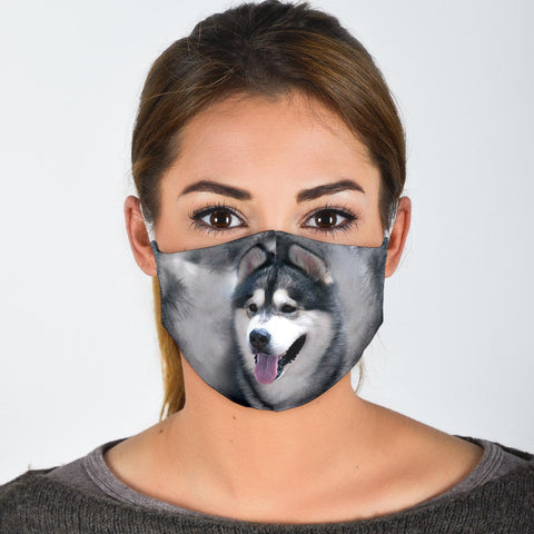 Cute Alaskan Malamute Print Face Mask