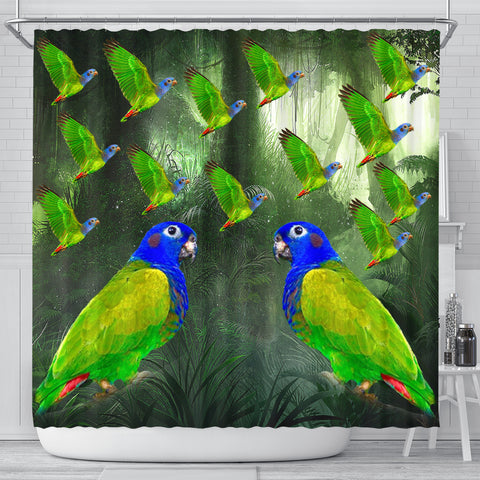 Blue Headed Parrot Print Shower Curtains