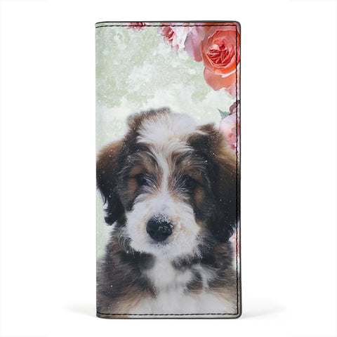 Lovely Bernedoodle Dog Print Women's Leather Wallet