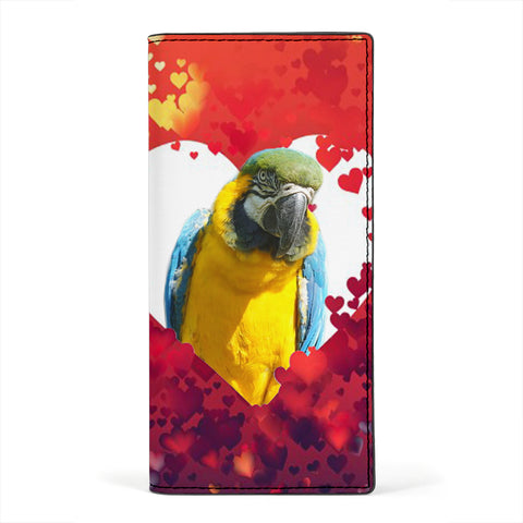 Catalina Macaw On Heart Print Women's Leather Wallet