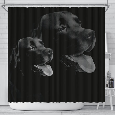 Black Labrador Dog Print Shower Curtain