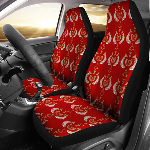 Fish Patterns On Red Print Car Seat Covers