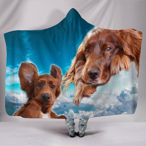 Cute Irish Setter Dog Print Hooded Blanket