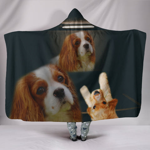 Cavalier King Charles Spaniel Dog Print Hooded Blanket