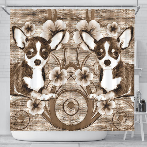 Cute Chihuahua Dog Print Shower Curtain