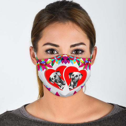 Dalmatian Floral Love Print Face Mask