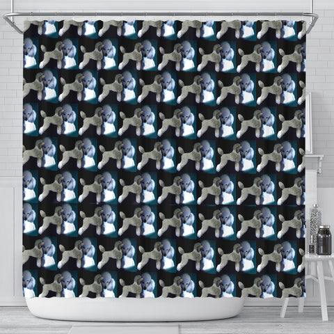 Poodle Dog Pattern Print Shower Curtains