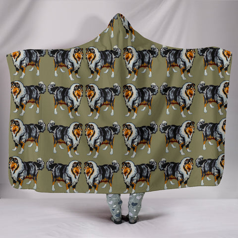 Rough Collie Dog Pattern Print Hooded Blanket