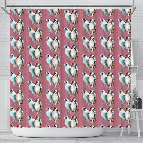 Australian Shepherd Dog Pattern Print Shower Curtains