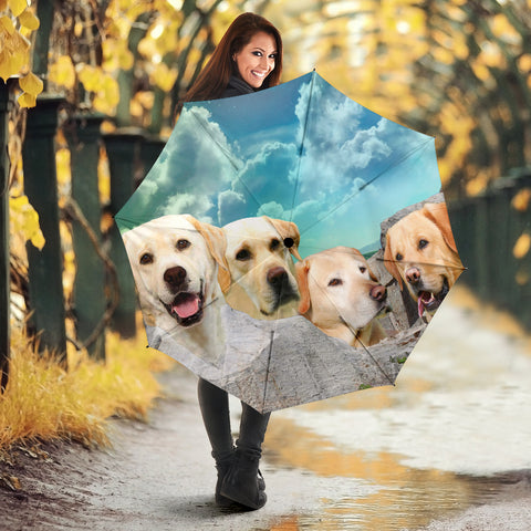 Labrador Retriever On Mount Rushmore Print Umbrellas