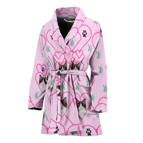 Snowshoe Cat Print Women's Bath Robe