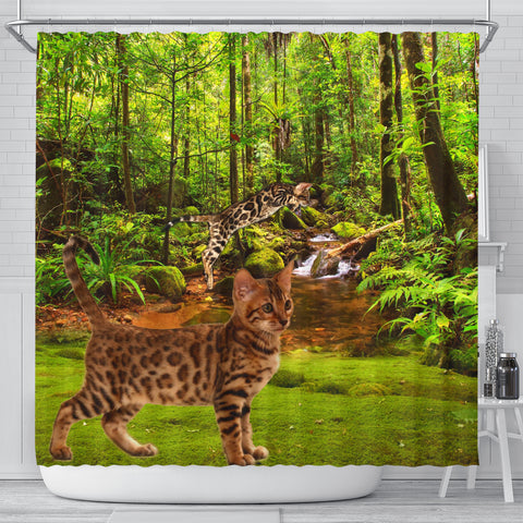 Bengal Cat Print Shower Curtains